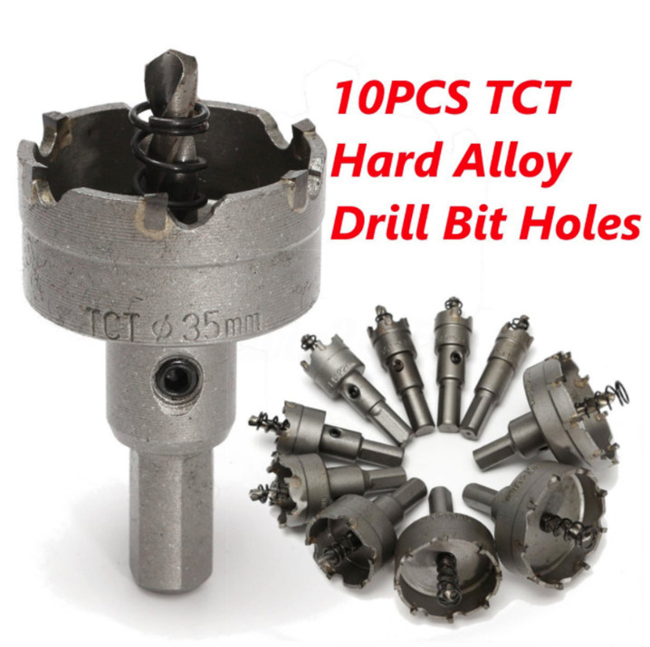 Carbide Tip TCT Hole Saw Cutter Drill Bit Set For Steel Metal Alloy 16-53mm 10pc