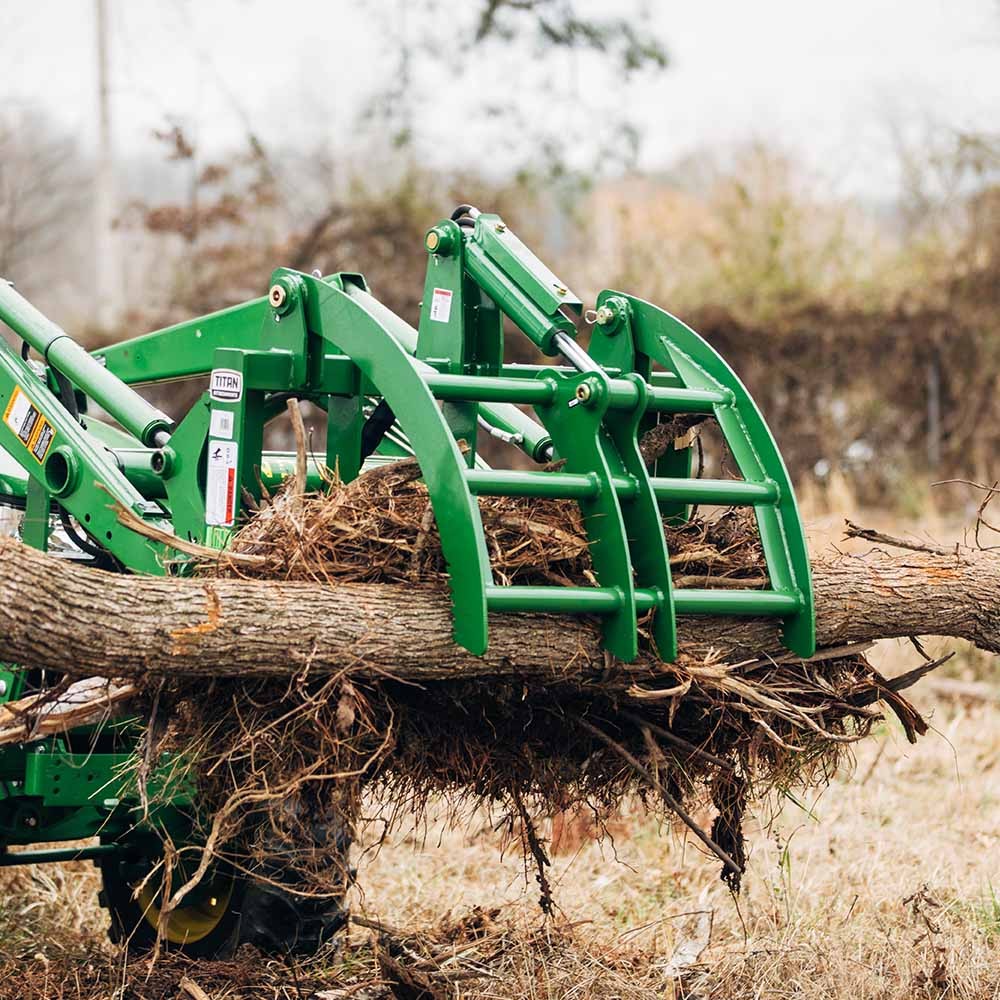 Titan Attachments 48” Light-Duty Single Cylinder Root Grapple Rake John Deer