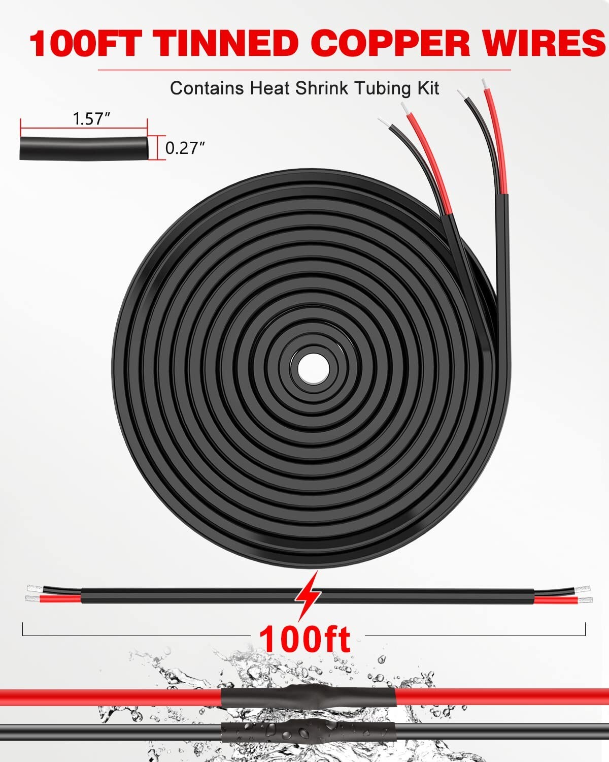 Versatile 100FT 18 AWG Flexible Electrical Wire for LED, Automotive & Marine Use