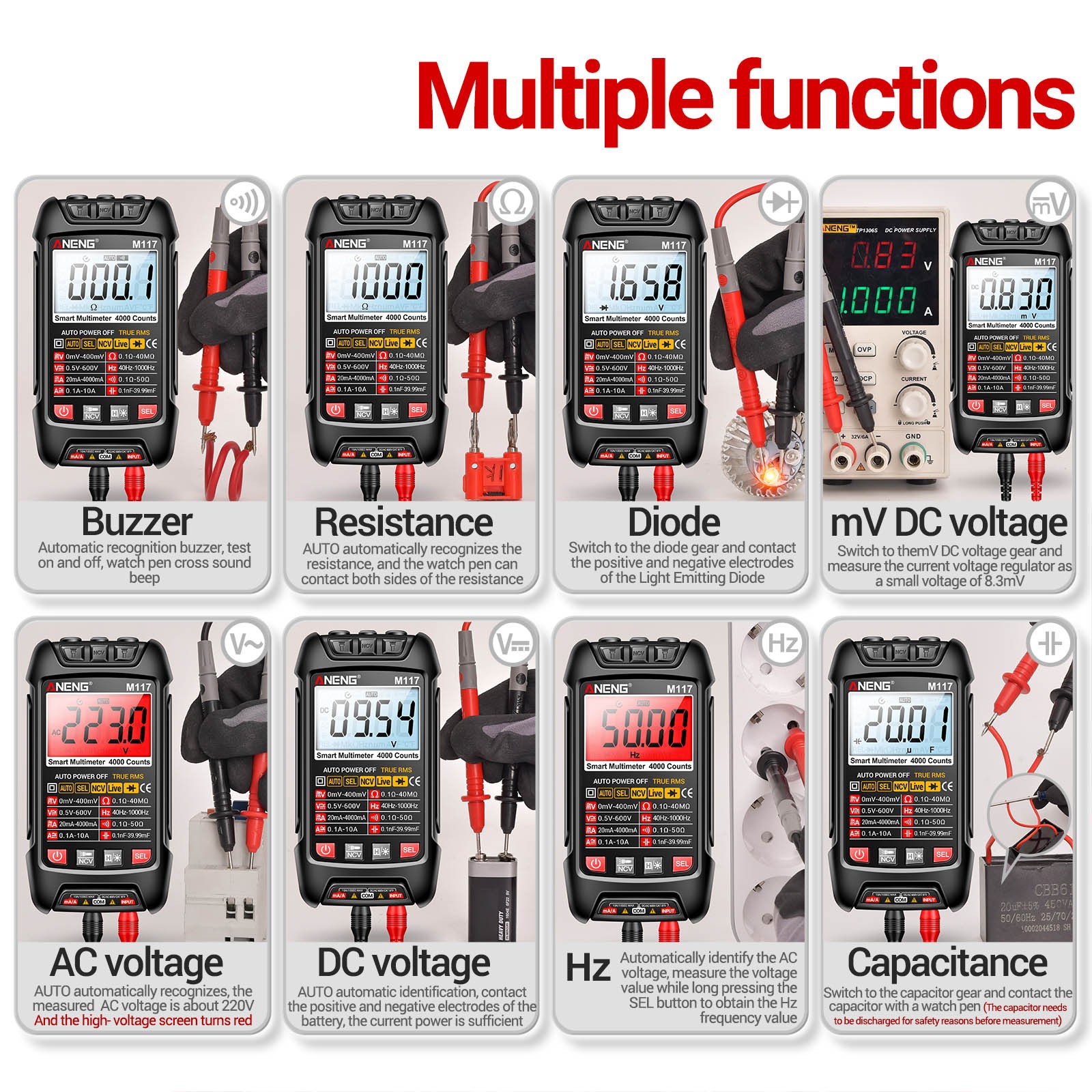 M117 Multimeter Smart Digital 4000 Counts AC/DC Voltage Current CKPM