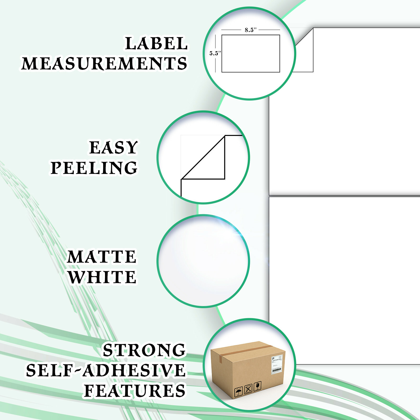 1100 Shipping Labels 8.5×5.5 Self Adhesive Half Sheet Shipping Labels 1000 + 100