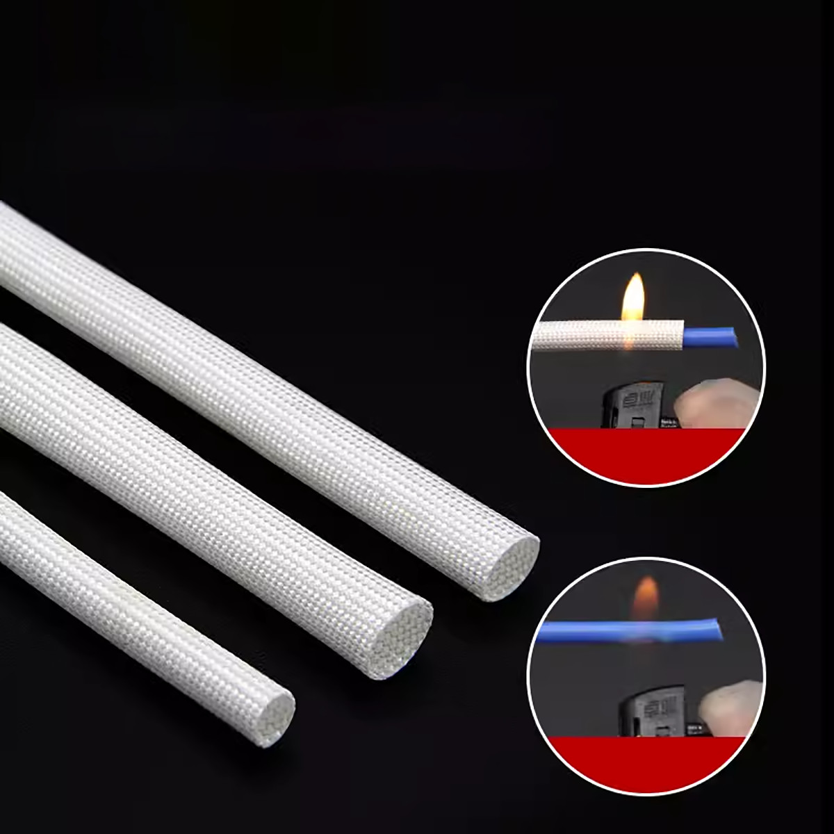 White Heat Resistant Sleeving Cable Wire HIGH TEMP Fiberglass Sleeve ID 1mm-50mm