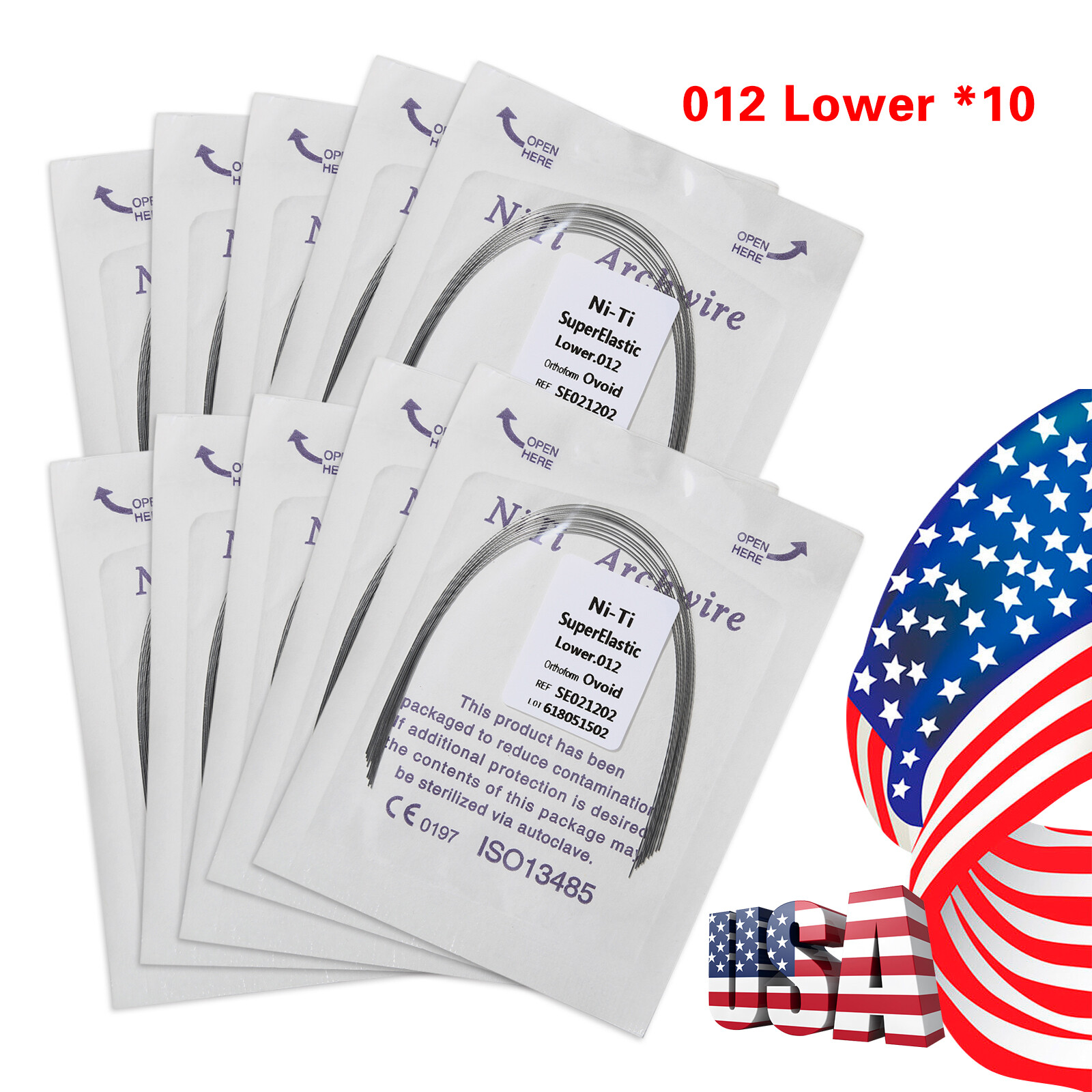 10pcs/pack Dental Orthodontic Super Elastic Niti Arch Wire Round Ovoid Form