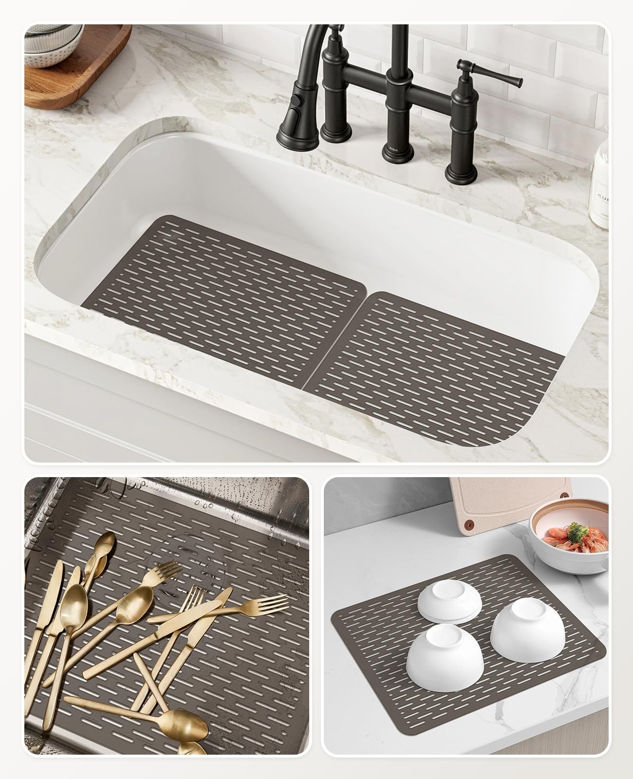 Bligli Mesh Sink Mat, 15.7 x 11.8inch Prtector 15.7″ x 11.8″, Clear Gray