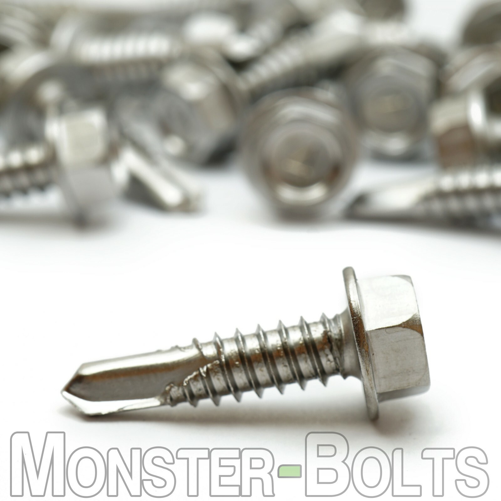 #10 Stainless Steel Self-Drilling Sheet Metal / TEK Screws, Hex Washer Head 410
