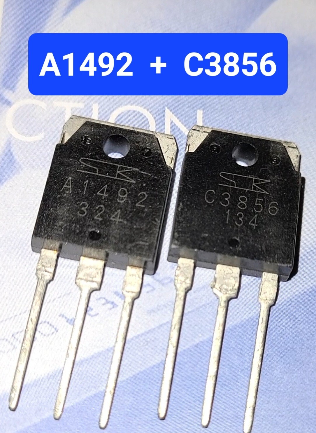 NEW! 2SA1492 + 2SC3856 Transistors Pair A1492/C3856 NPN+PNP TO-3P 4A 180V USA