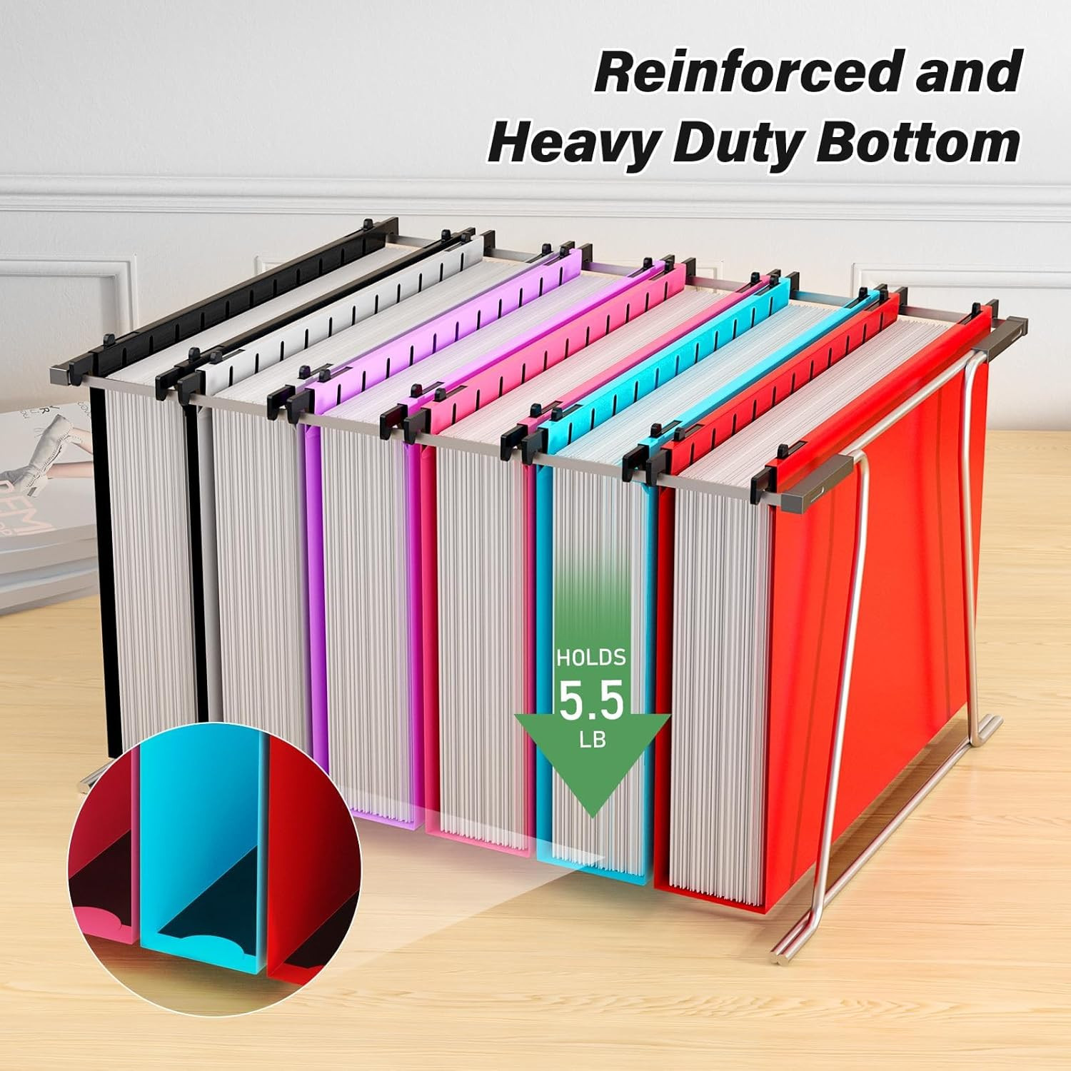 Hanging File Folder Letter Size Extra Capacity,Heavy Duty 2″ Expansion Plastic F