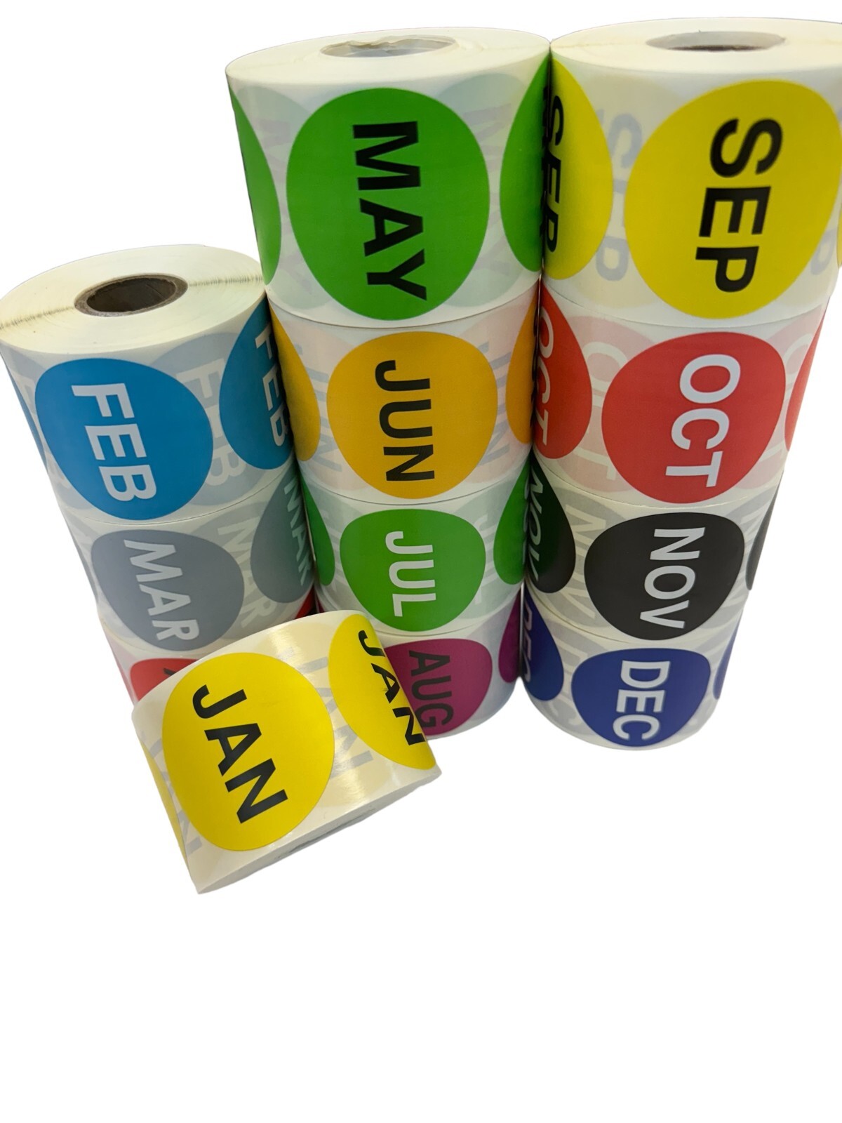 All 12 Months of the Year Inventory 2″ Labels | 12 Rolls 500/Roll (6000 Total)