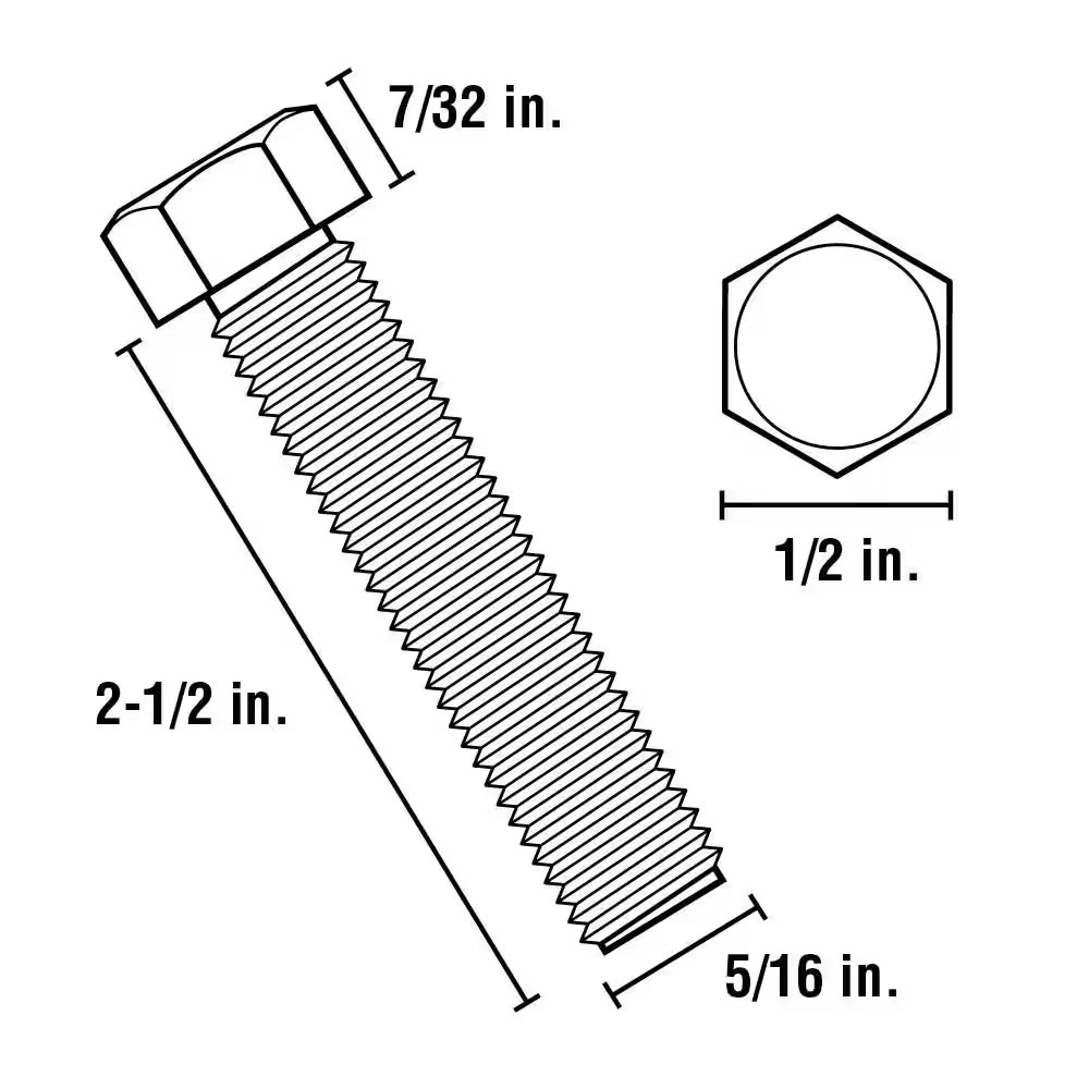 Everbilt 5/16 in-18 x 1-1/2 in Zinc Plated Hex Bolt 50 Pack Hardware 800720