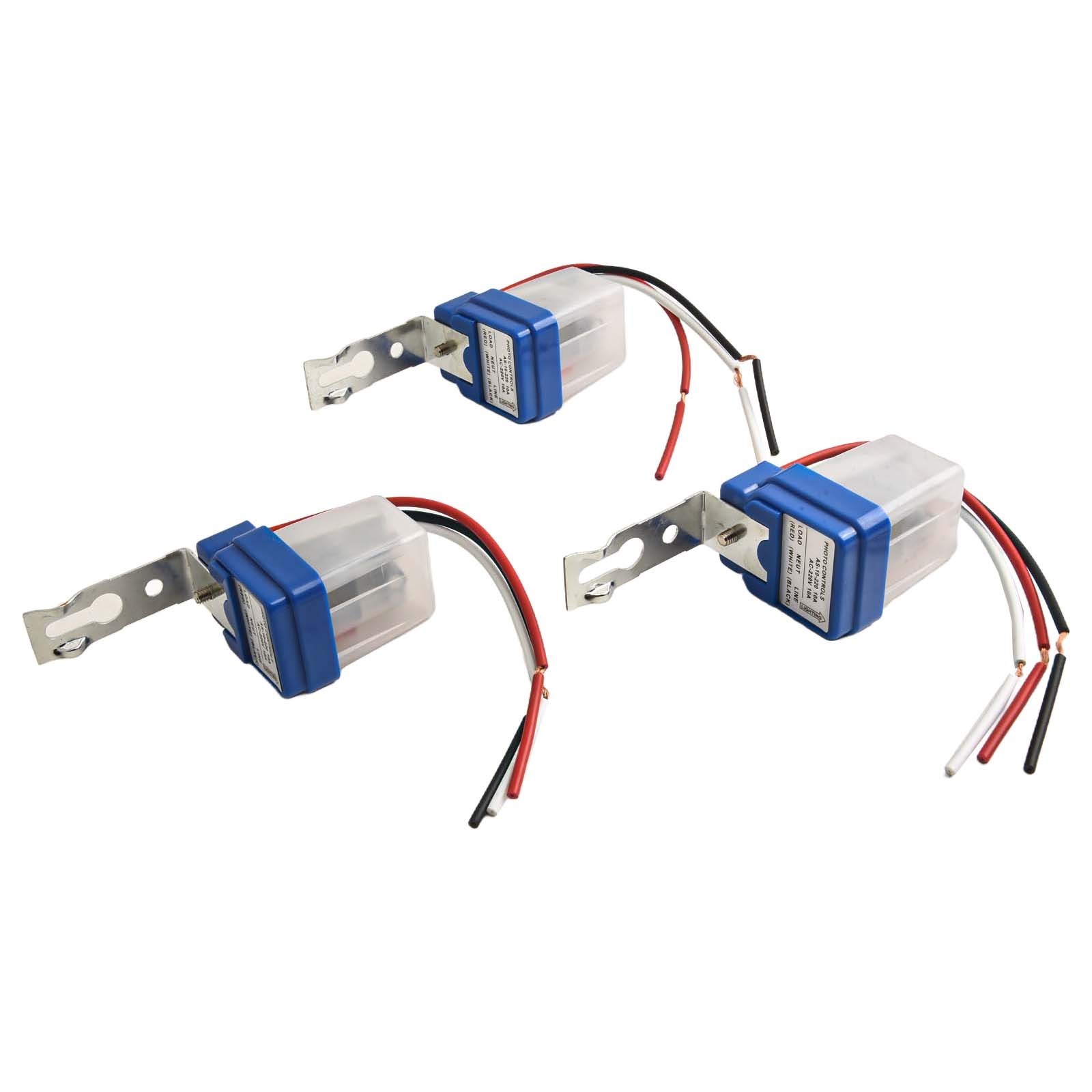 Auto On Off Light Sensor Switch 3Pcs AC 220V 10A for Gardens and Streets