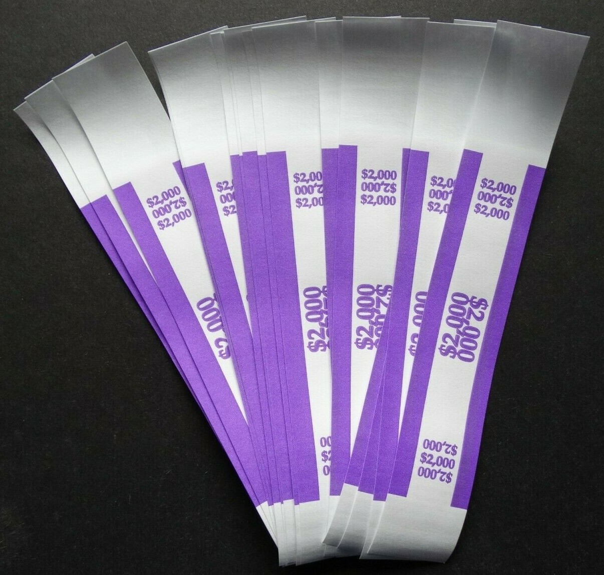20 – Violet $2,000 Cash Money Self-Sealing Straps Currency Bands