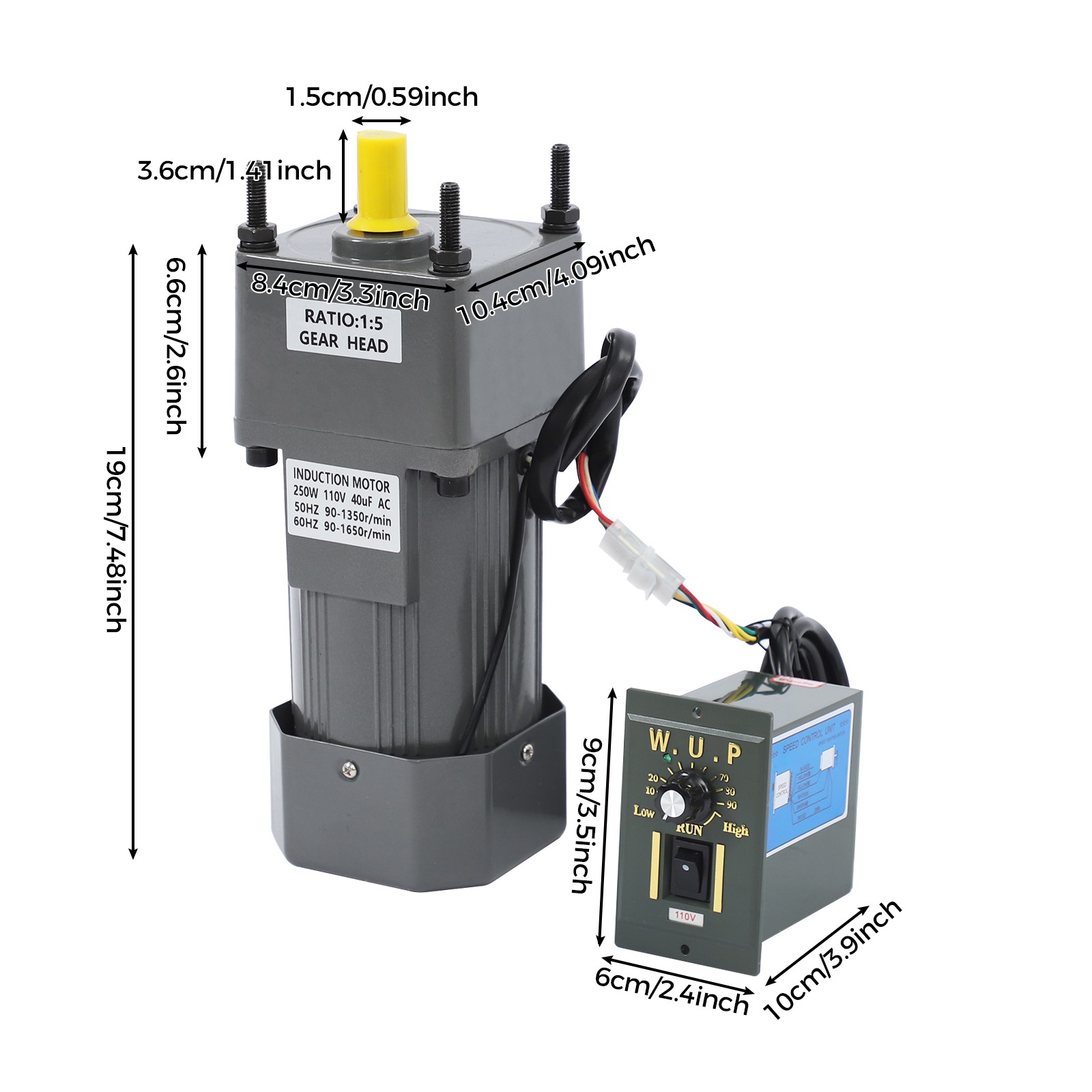 Variable Speed Motor 250W 5K 110v Ac Slow Down Motor Low Speed Mini Gearbox