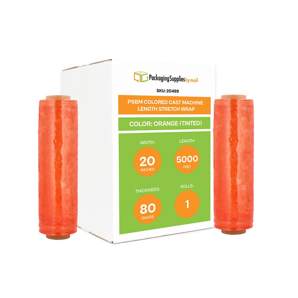 Cast Machine Pallet Stretch Shrink Film Tint Orange 20″ x 5000′ 80 Ga 1 Roll