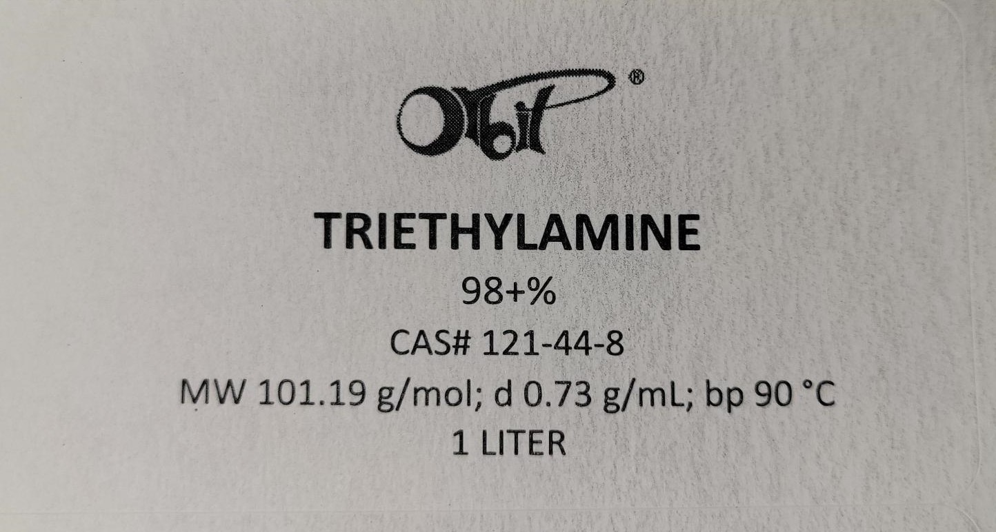 TRIETHYLAMINE (1 LITER) 98+% [CAS# 121-44-8] Triethylamine 3o Amine Base TEA