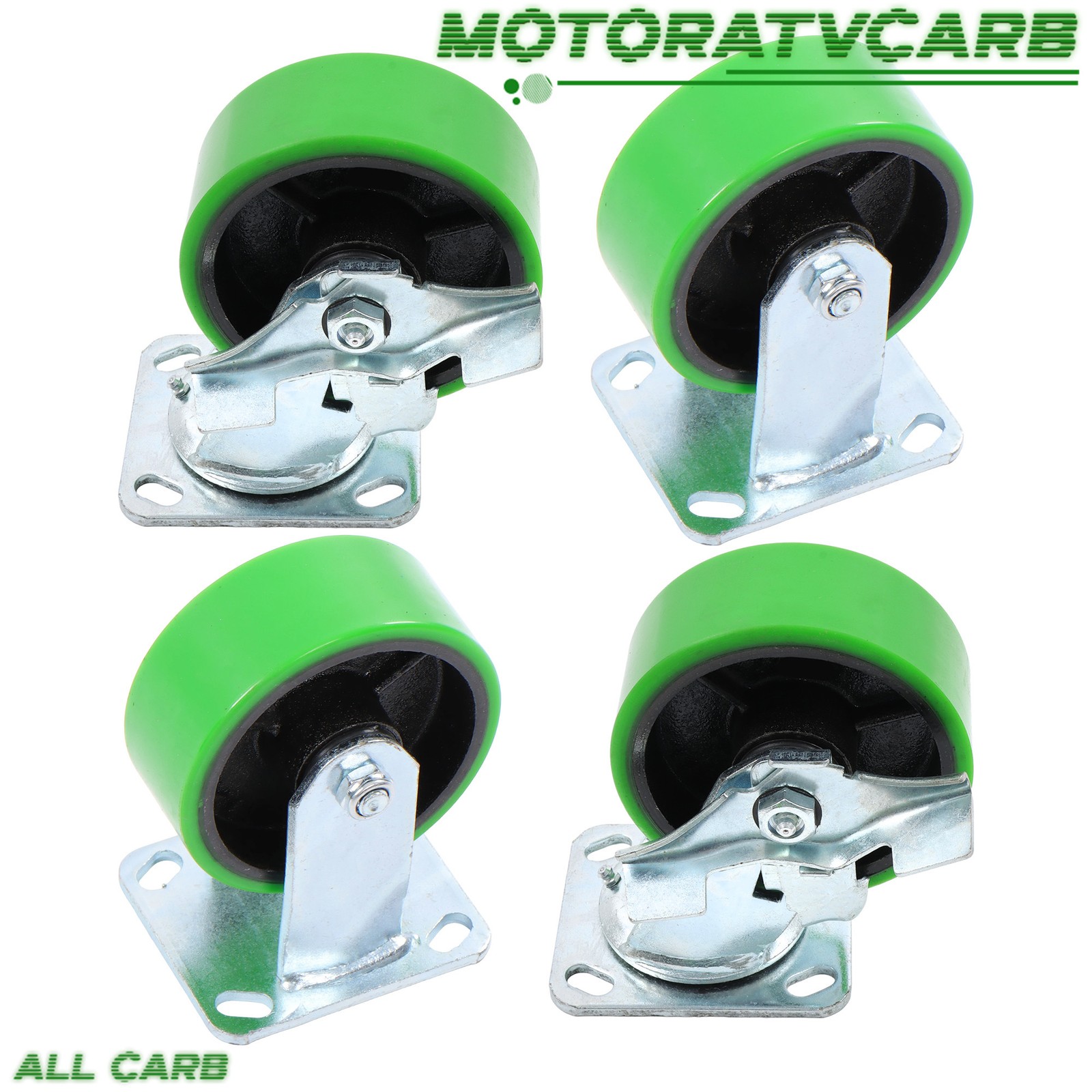 ALL-CARB 5″ Casters Two Straight, Two Side Brakes Heavy Duty Capacity to 4000 lb