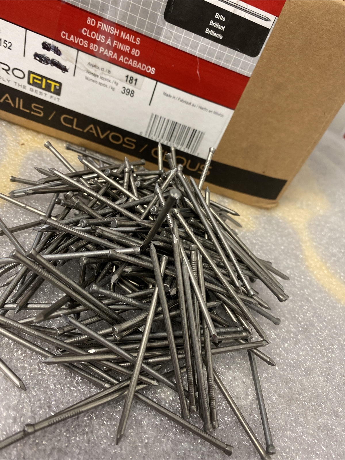 15 OUNCES (APPROX 170) 8D BRITE FINISH NAILS 2-1/2″/6.35CM PRO FIT BRAND