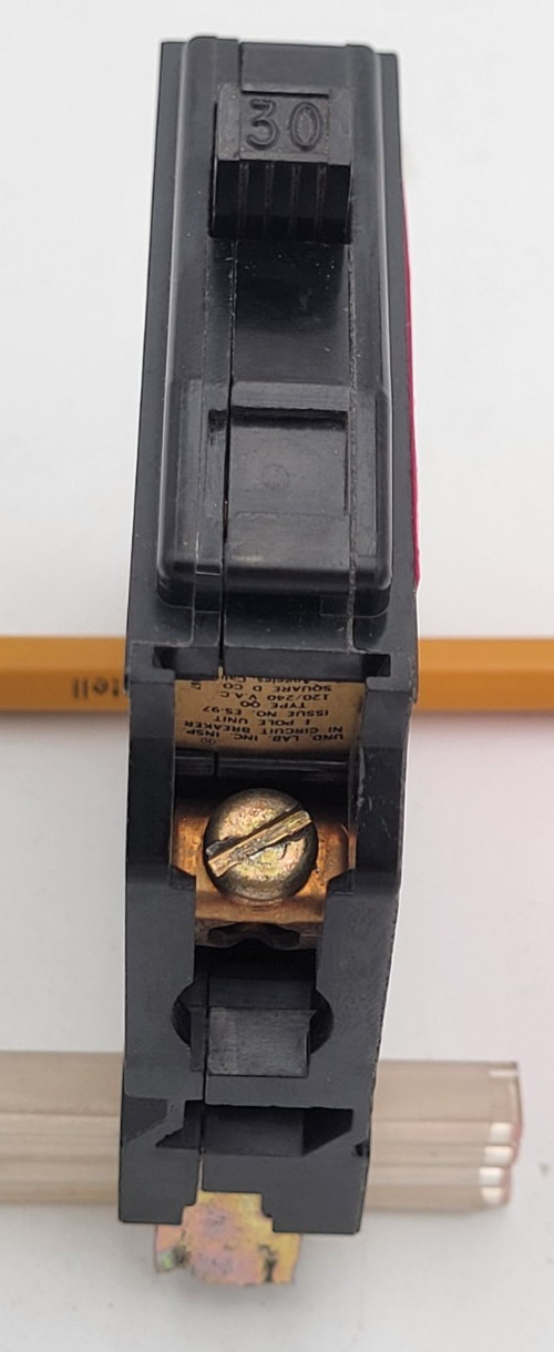 Square D QO130 30 A 1-Pole Long Foot (**CUT**) Plug On 120V Circuit Breaker USED