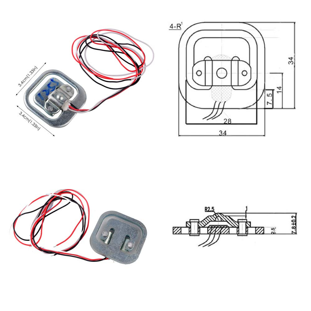 4 X 50Kg Load Cell Half Bridge Strain Gauge Weight Sensor + 1X HX711 Module | 4P