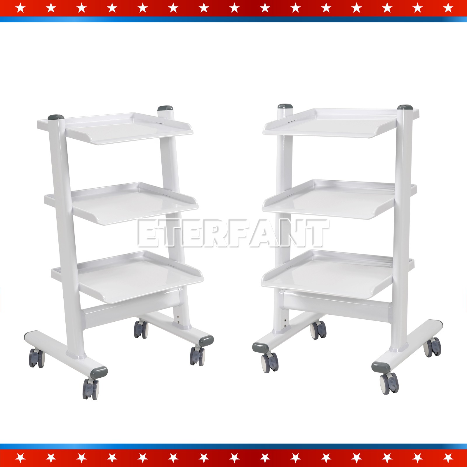 ETERFANT 3 Tiers Dental Trolley Medical Cart Mobile Tool Rolling Cart Dental Lab