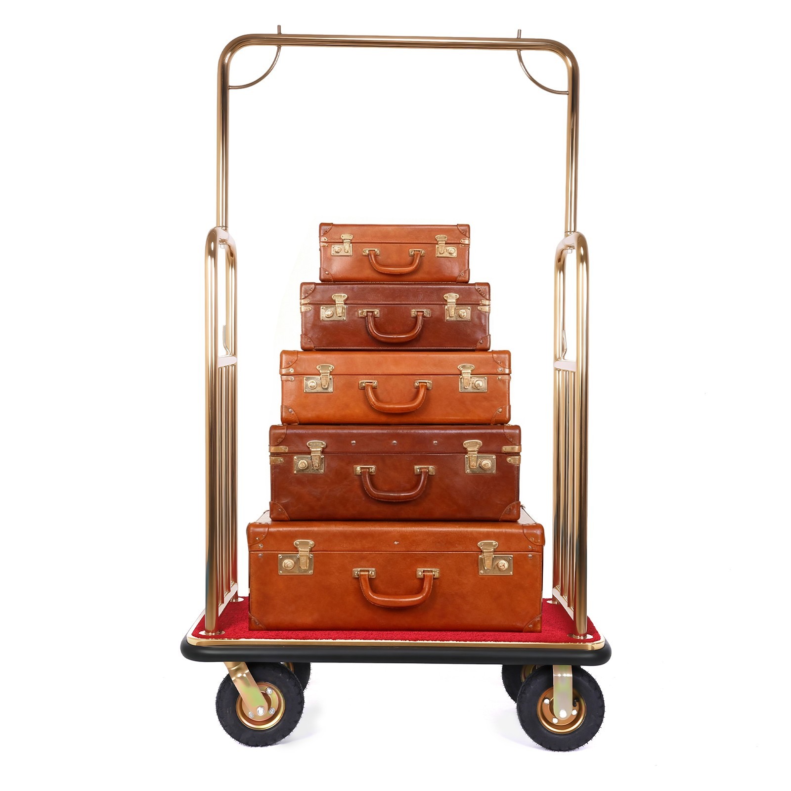 Hotel Luggage Cart 1200 lbs Capacity Stainless Steel Bellman Cart with 8″ Wheels