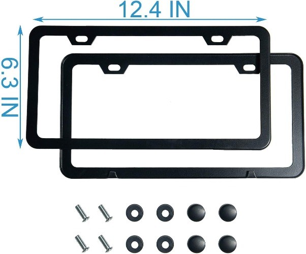 Premium Matte Black License Plate Frame, Solid Rust-Proof Aluminu Color: black