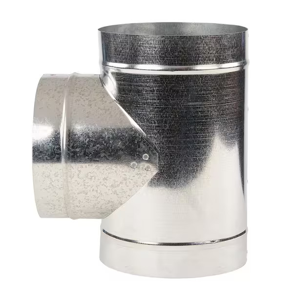 Master Flow Round Tee 5in Galvanized Steel HVAC Duct Fitting Vent Pipe Connector