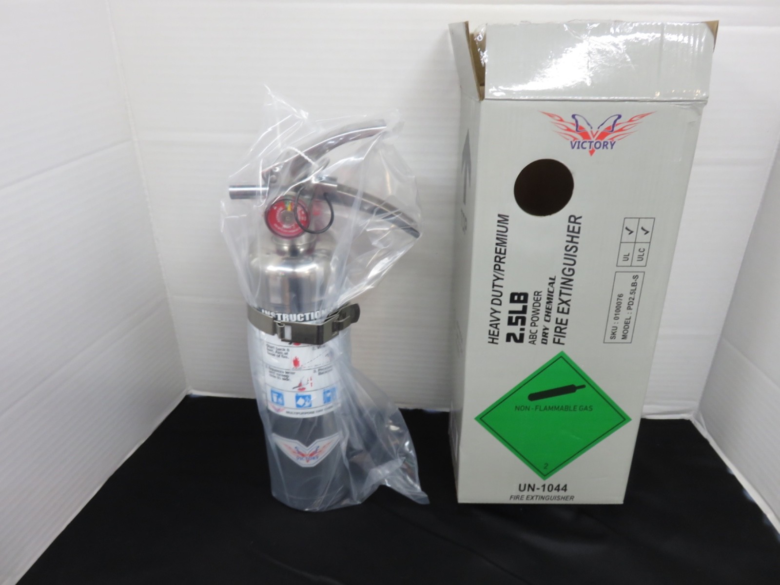 🎯2025-2 ½ lb. CHROME/STAINLESS STEEL ABC FIRE EXTINGUISHER W/STRAP BRACKET..NEW