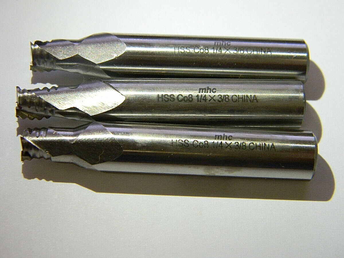MHC 1/4" X 3/8" X 5/16" LC 3FL Cobalt C/C Roughing End Mills QTY