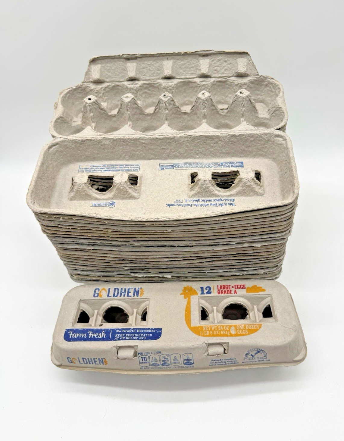 25 PACK – Clean Empty Egg Cartons (12 count) Pulp Paper for Medium or Large Eggs