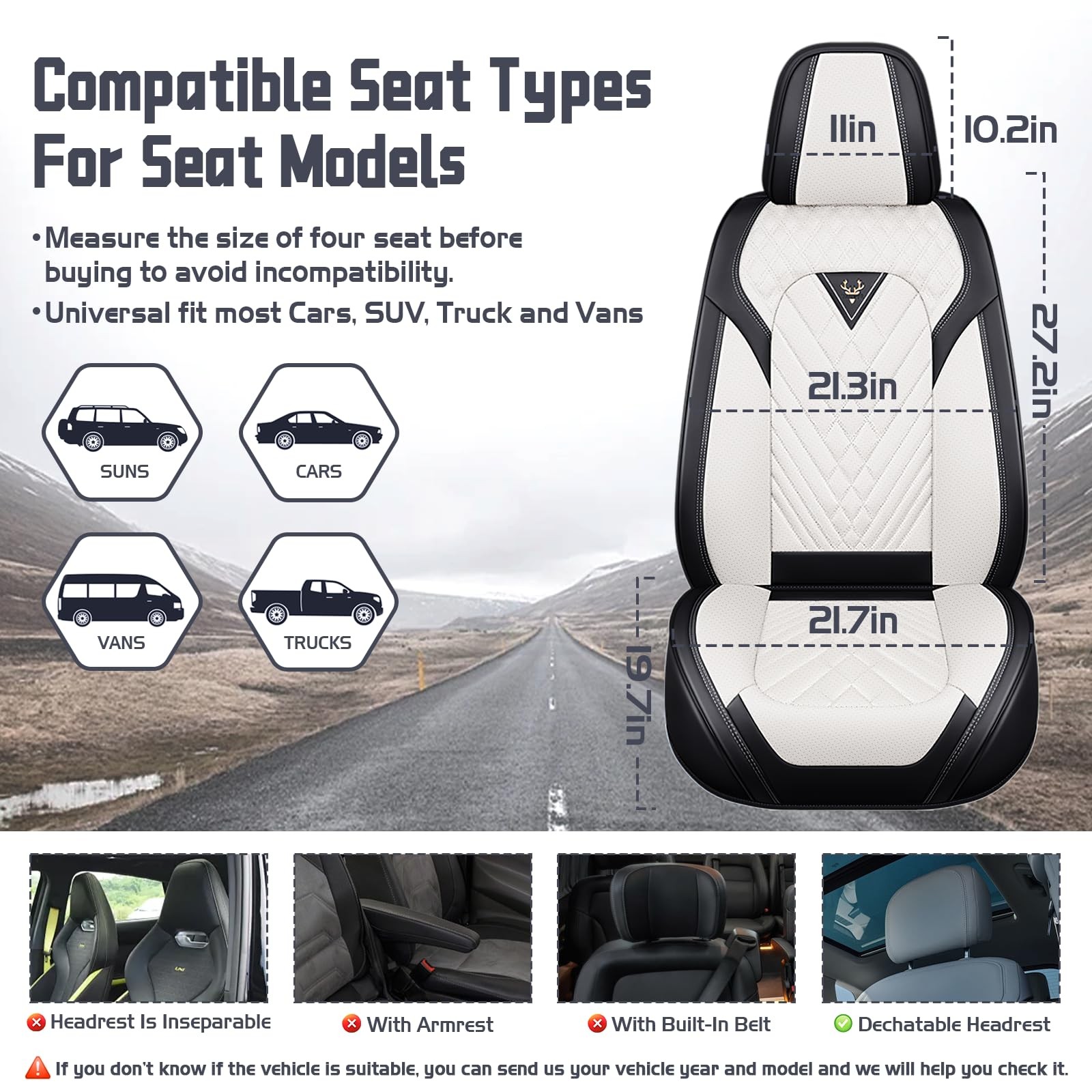 Car Seat Covers for Chrysler 300 2005 2023 Full Set Nappa Leather Black White
