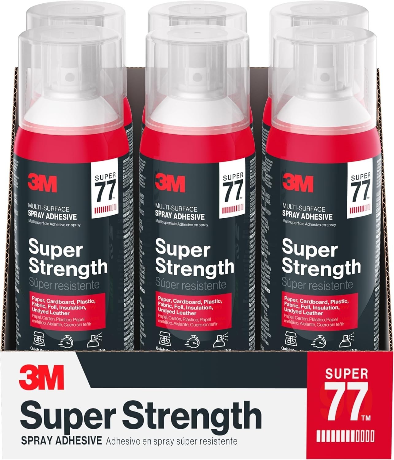 3M Super 77 Multi-Surface Spray Adhesive, 14.1 Oz., Low VOC, Quick Bond, Fast Dr