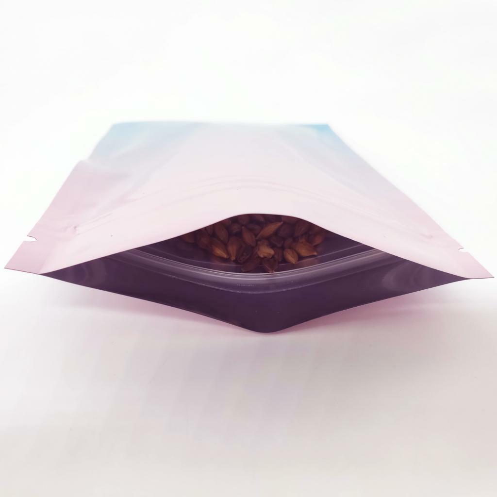 Portable Pink/Blue Ombre Cotton Candy Zip Seal Flat Foil Bags for Powder Mix