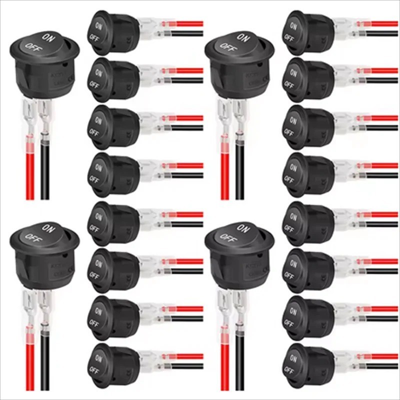 5Pcs 12V round Rocker Switch AC 6A/250V 10A/125V SPST 2 Pin 2 Position On/Off T