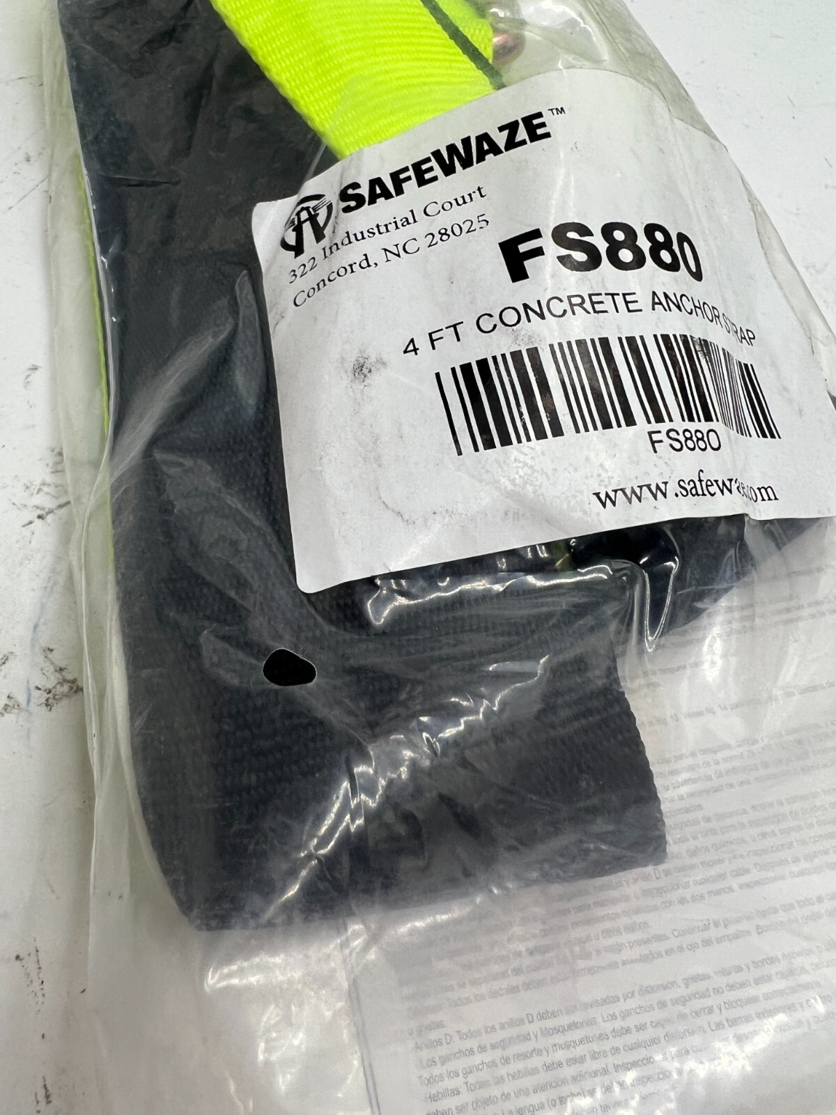 Pack of 5 Fall Safe USA FS880 4′ Concrete Anchor Strap with Wear Pad- D-ring-