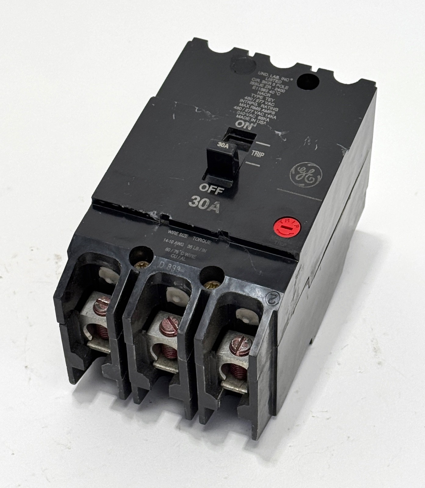 General Electric GE TEY330 3 Pole 30Amp 480v Molded Case Circuit Breaker