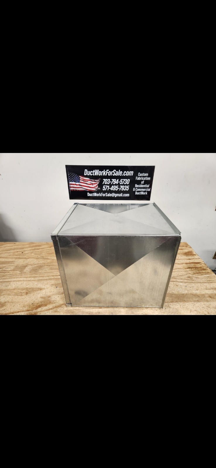 SUPPLY AIR DUCT PLENUM 21″ X 21″ X 23″ Long With 1/2 Flange Made From 26 GAUGE