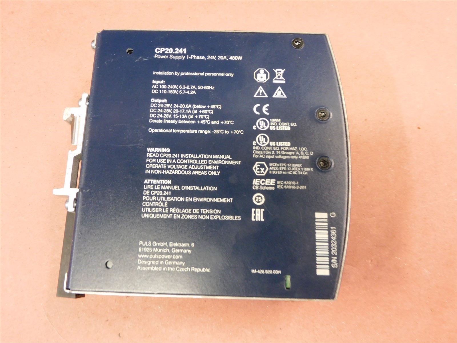 Puls Power Supply CP20.241 used Excellent Condition