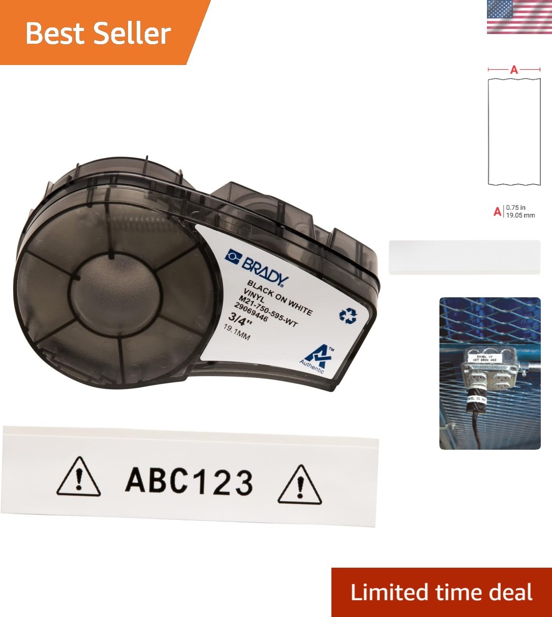 Indoor/Outdoor Vinyl Label, 0.75″ x 21′ – Ideal for Lab Equipment & Safety Needs