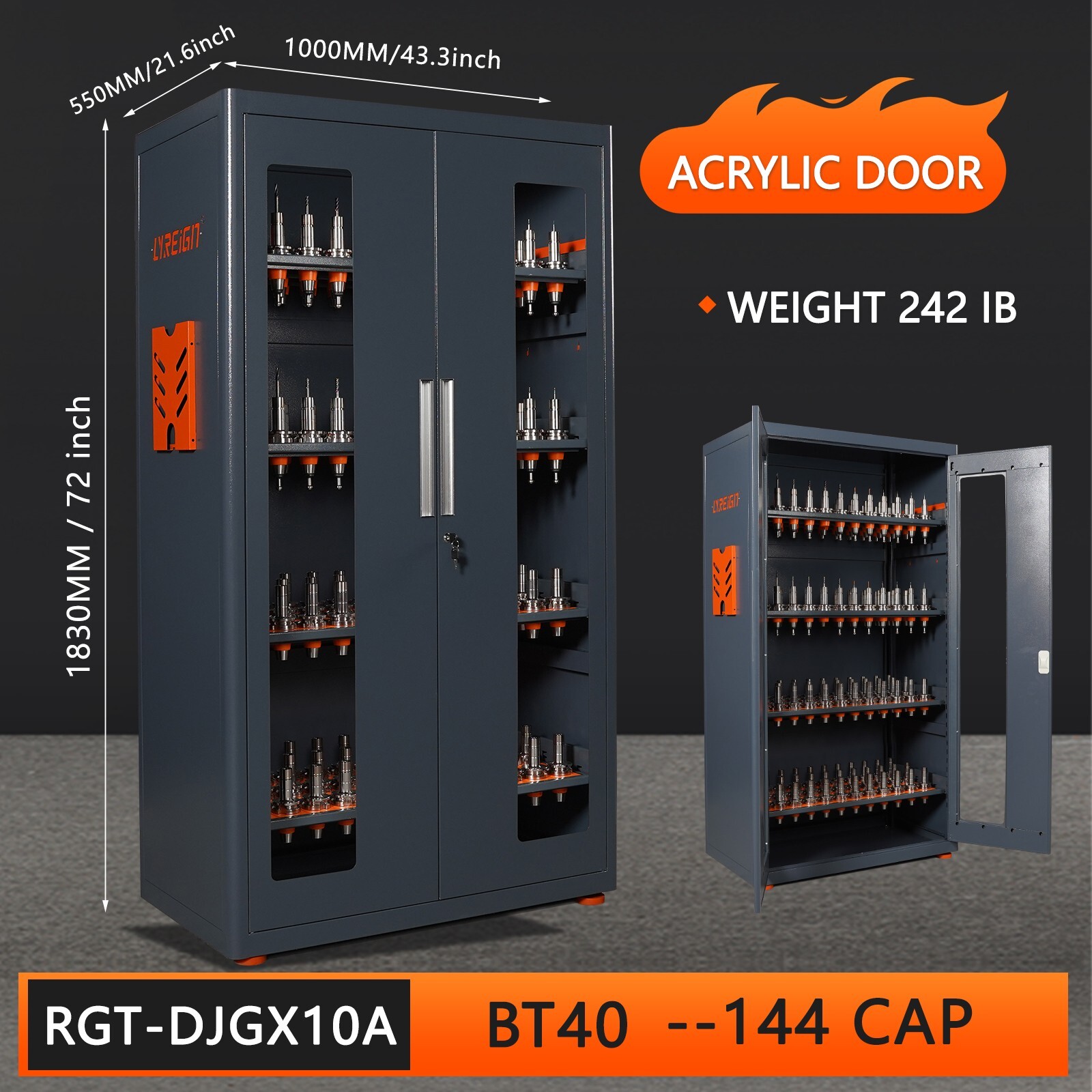 Tools cabinet BT40 with lock and key, tool storage cabinet large capacity