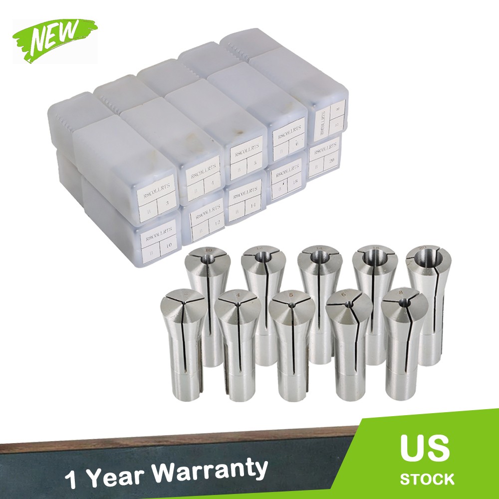 New 3mm-20mm R-8 Collet Milling Lathe 10pc Round Collets Set Milling Lathe Tool