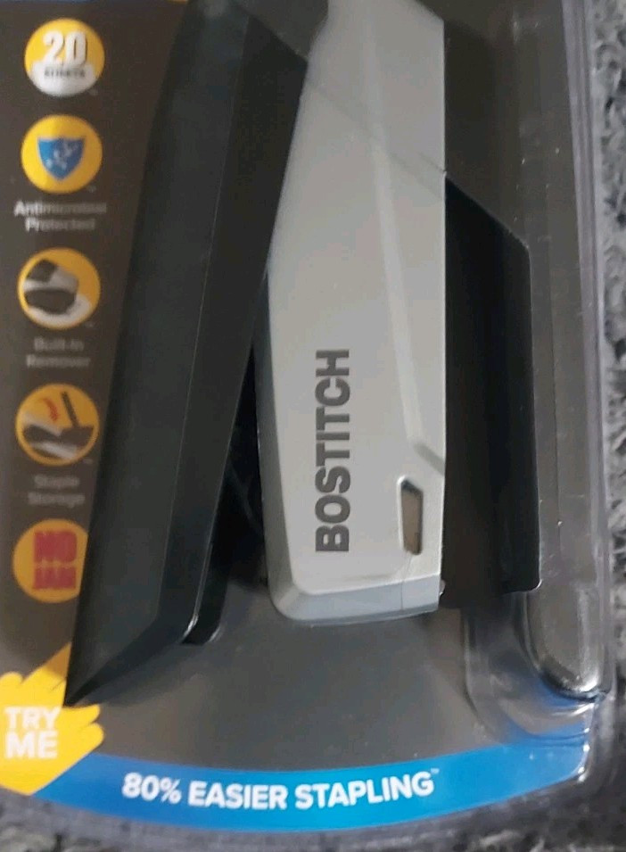 Bostitch InPower Desktop One Finger Stapler 20-Sheet Black – New