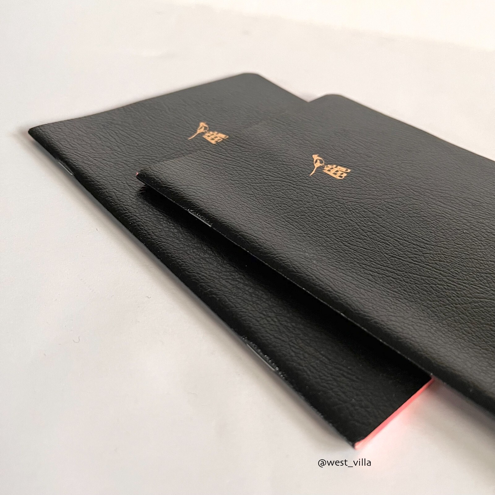 2 Bieffe Leather Notebooks Lined Exercise Book Journals Stationery Black