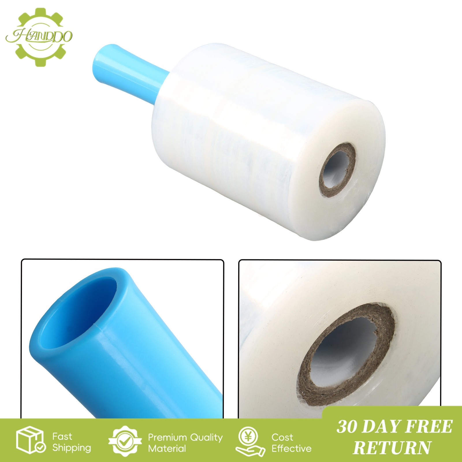 4 Pack Mini Clear Industrial Stretch Wrap Film 5″ × 1000ft with Handle, 80 Gauge
