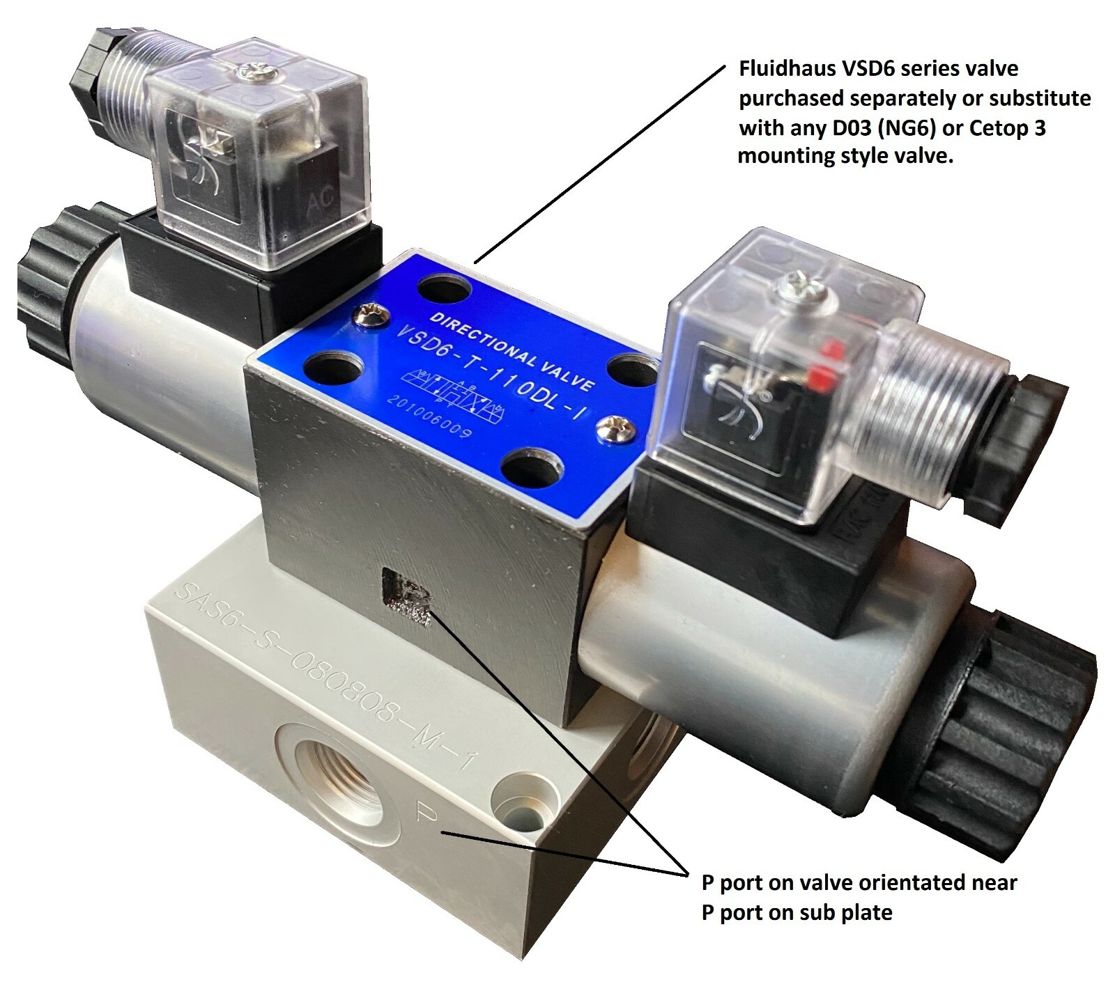 Sub plate D03 NG6 Cetop 3 Pattern for Mounting Hydraulic Valves Aluminum Anodize