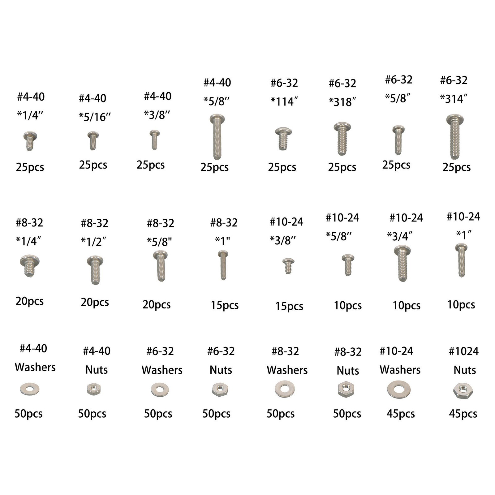 710pieces Machine Screw Assortment Assorted Nuts Bolts and Flat Washers Kit