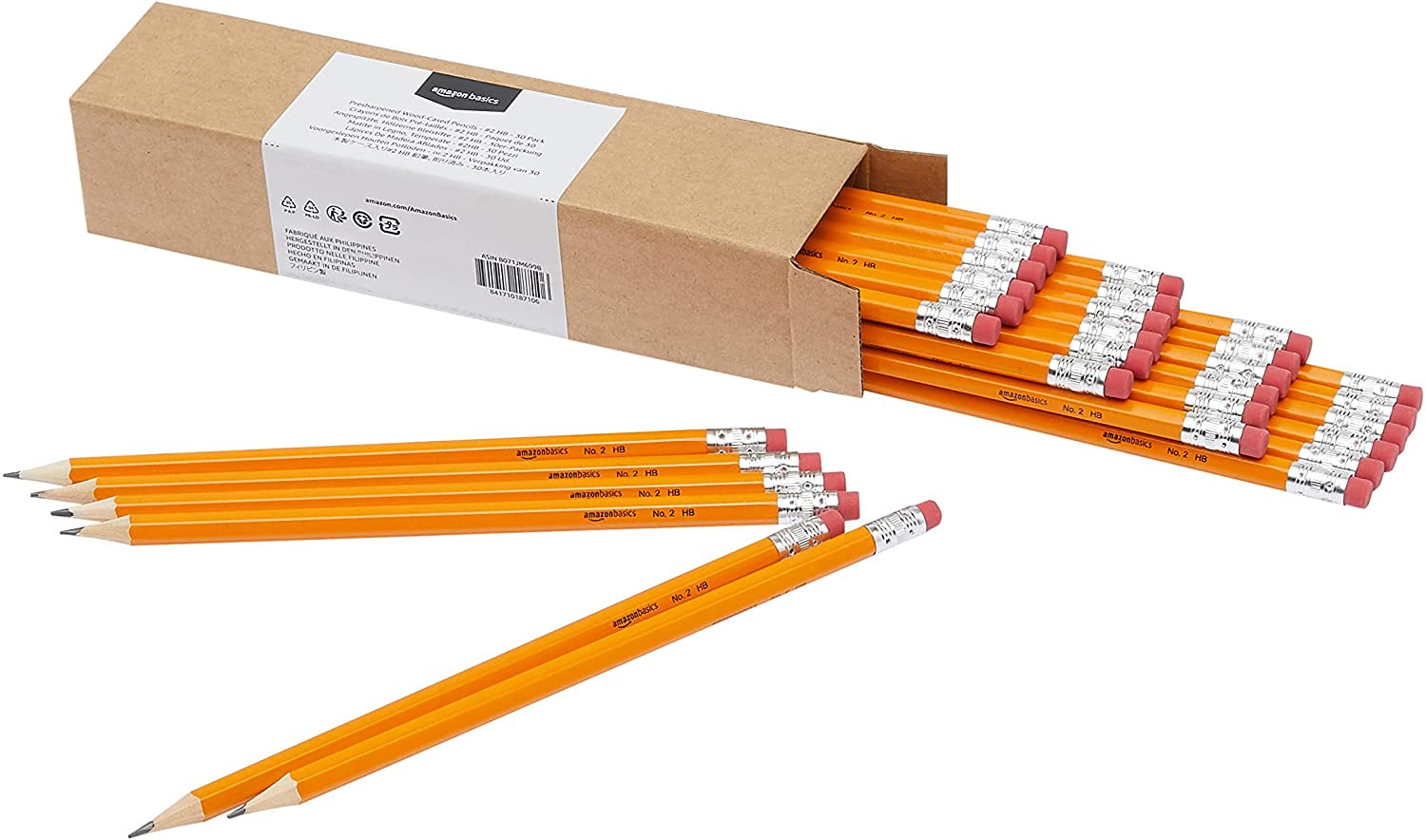 Pencils with Erasers Pre-Sharpened HB Lead Value Pack of 30 Count No. 2 Pencils