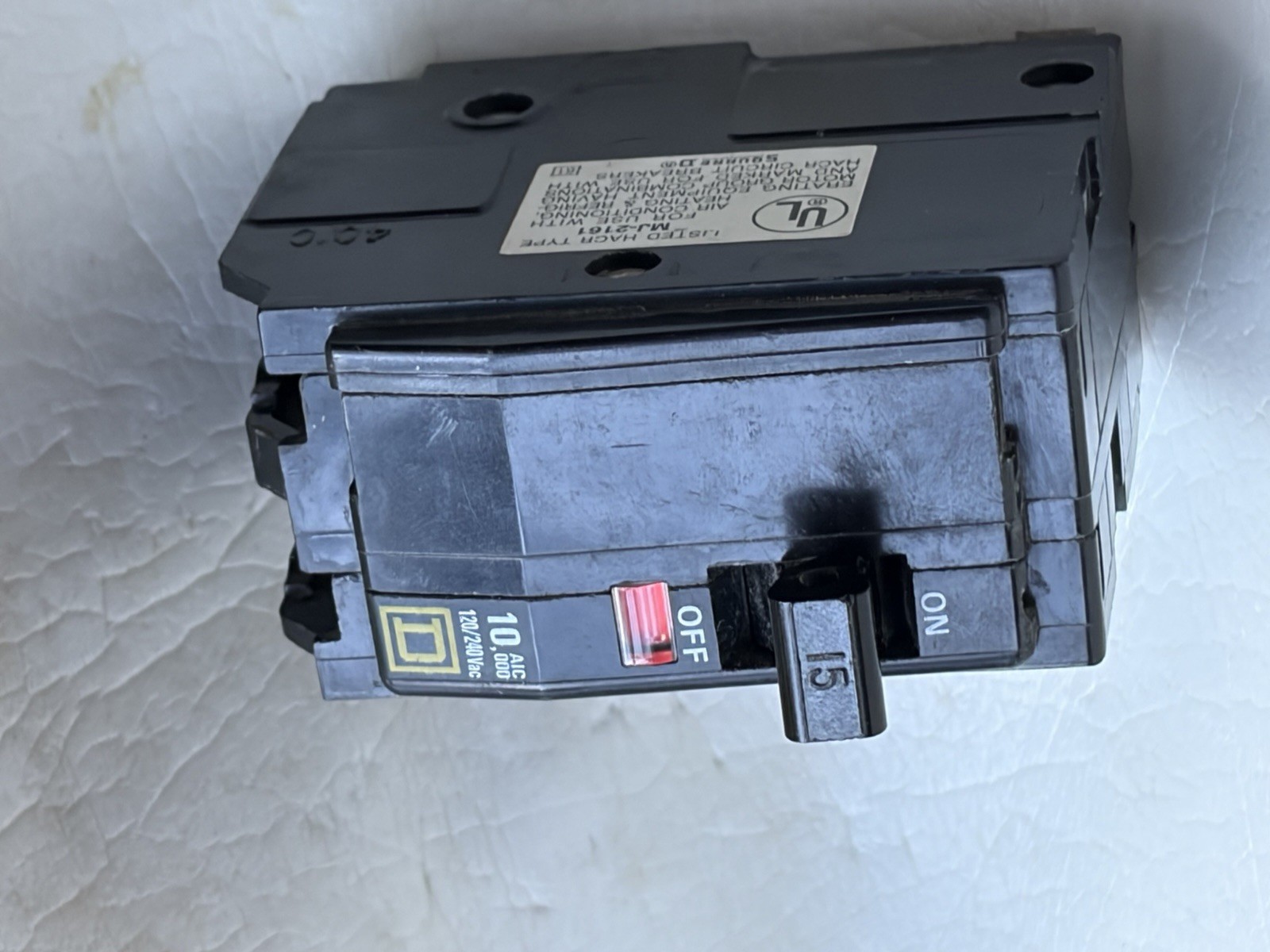 Square D QO215 15A Miniature Circuit Breaker 2-Pole QO 10kA Yellow D ~used