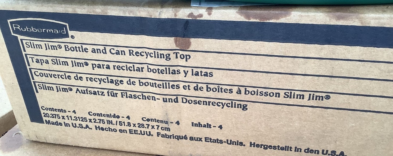 ​Title: Rubbermaid Commercial Slim Jim Bottle & Can Recycling Bin Lid Green