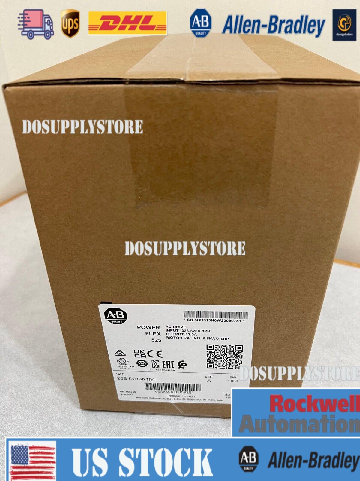 Brand New ALLen Bradley VFD Series 525, 25B-D013N104, 7.5HP