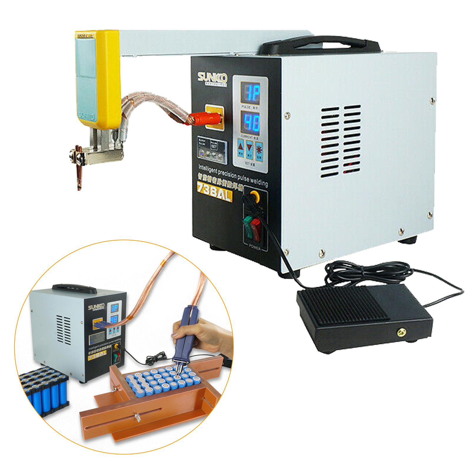 738AL Welding Machine Electric Pulse Spot Welder Battery Handheld Soldering Kit